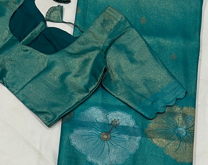 Soft Silk Handloom Saree with Blouse Size 34-44 inches