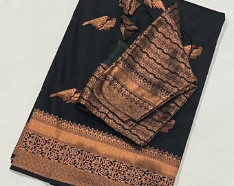 Paithani Silk Saree with Stitched Blouse (Fits Up to Size 42)