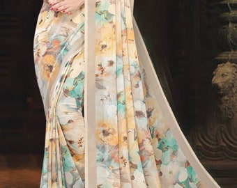 Floral Georgette Saree with blouse
