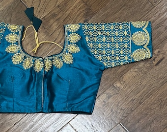 Blue Silk Embroidery Blouse: Size 34-42 - Etsy