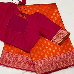 Gorgeous Benarus Semi Silk light weight saree with blouse