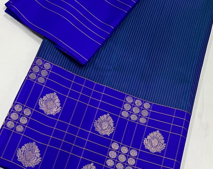 Handloom Pure Silk  Kanchipuram Silk Saree With  Unstitched Blouse