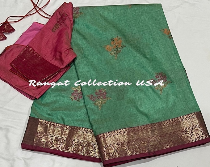 Benarus Soft weaving Silk Saree with Blouse