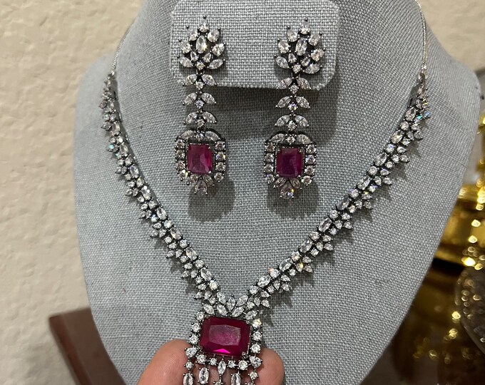 Gorgeous AD Ruby necklace paired with earrings
