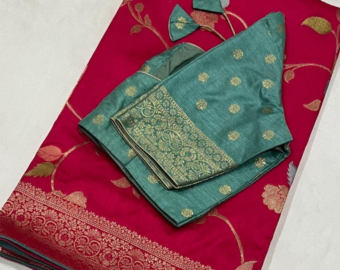 Benarus Georgette Saree - Blouse Size 38 Extends to 44! Ready to ship from Texas, USA!