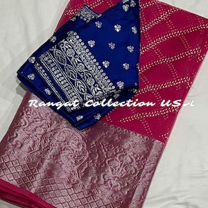 Pink  Organza Tissue Silk Saree Silver Floral Weaving Border And blouse