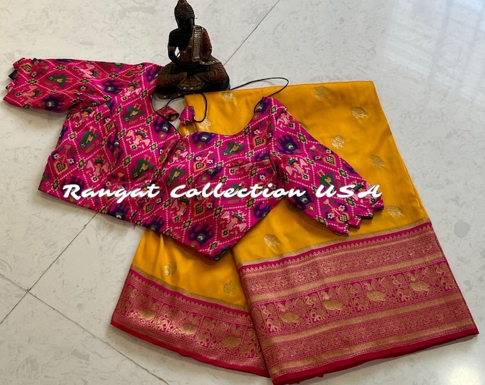 Beautiful combination Pure Silk/ Silk Mark Saree with Patola Silk  Blouse