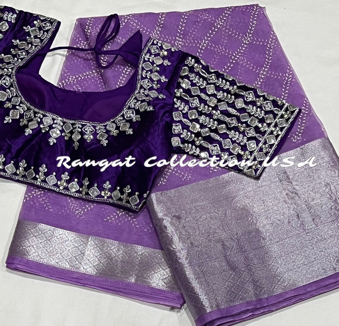 Lavender Tissue Soft Silk Saree With Blouse - Etsy