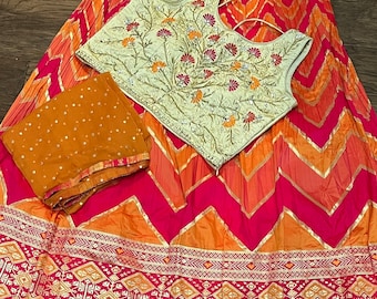 Lehegna Set -  3 Piece benarus silk Lehegna