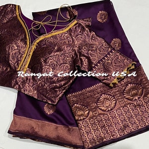 Beautiful Purple Silk Saree With Blouse