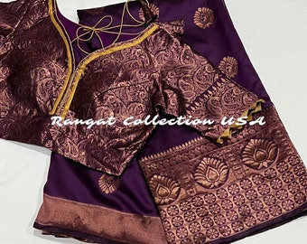 Lightweight Silk Saree with Intricate All‑Over Weaving & Stitched Blouse (34–42)