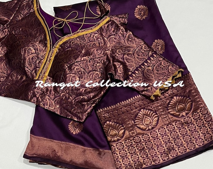 Beautiful Purple Silk Saree With Blouse