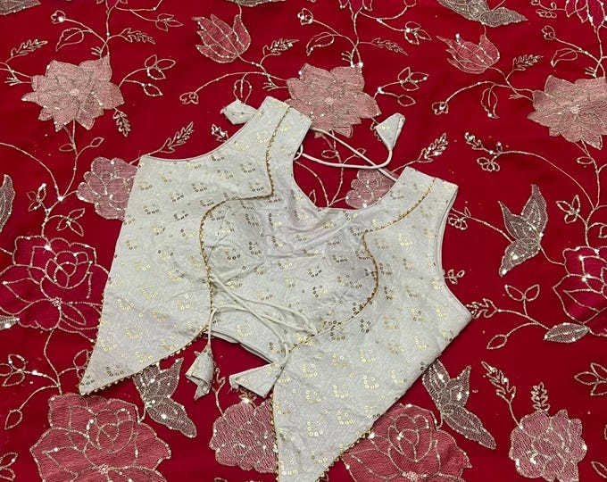 Floral Sequin Georgette Saree with Blouse 34-48 size