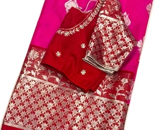 Venkatagiri Silk Handloom Saree | Silkmark Certified | Handwork Maggam Blouse (Size 34-44)