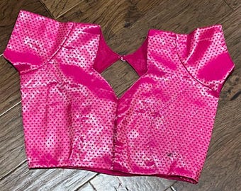 Pink Silk Embroidery Blouse - Size 34-42