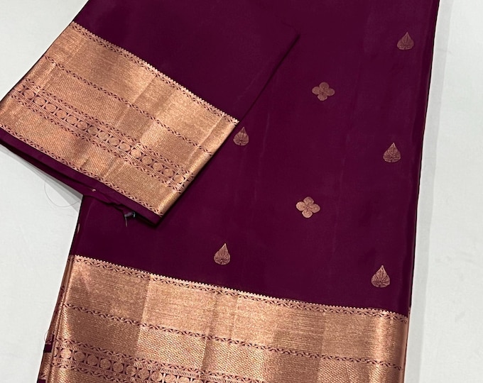 Handloom Pure Silk  Kanchipuram Silk Saree With  Unstitched Blouse