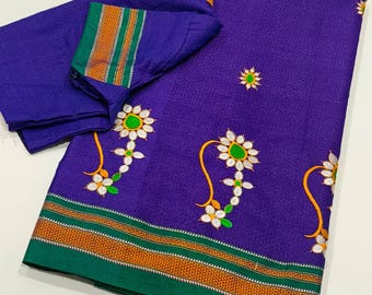 Gorgeous Khun Embroidery Saree with Blouse | Sizes 32-42 | Fall & Pico Done