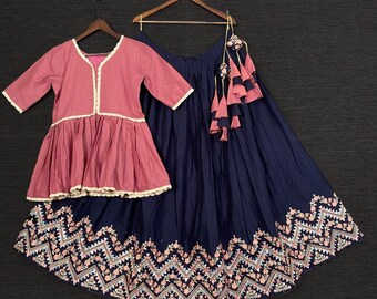 Cotton Lehenga Choli: Mirror & Embroidery Work Indian Dress