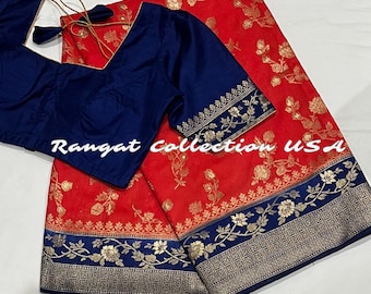 Kubera Silk Saree with Benares border and stitched blouse