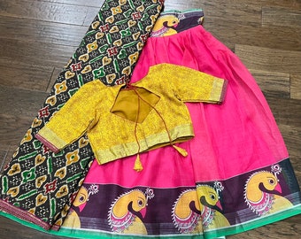 Kalamkari Cotton Lehegna Set with Croptop