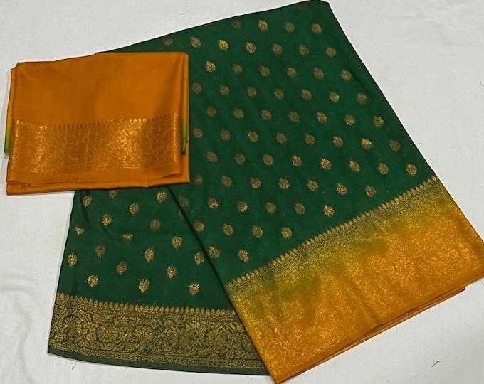 Handloom Benarasi Soft Silk Georgette with unstitched blouse