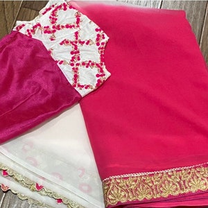 Pink Georgette Saree with blouse