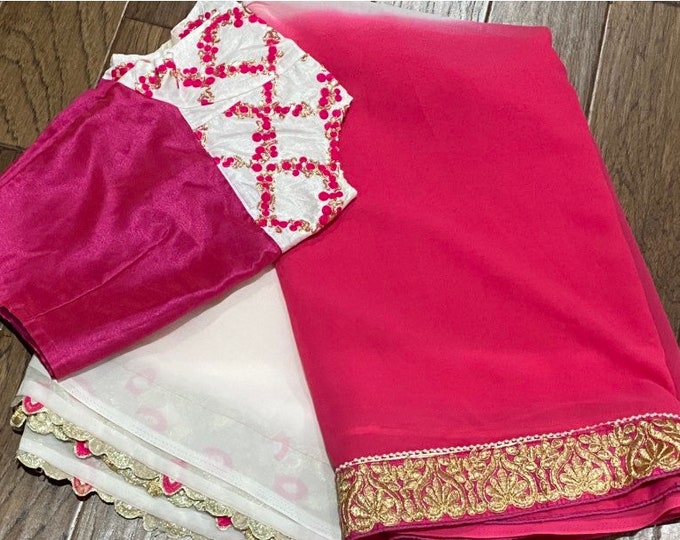 Pink Georgette Saree with blouse