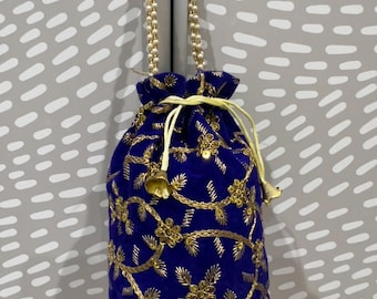 Indian Handmade Women's Embroidered Clutch Purse Potli Bag Pouch Drawstring Bag Wedding Favor Return Gift For Guests Free Ship