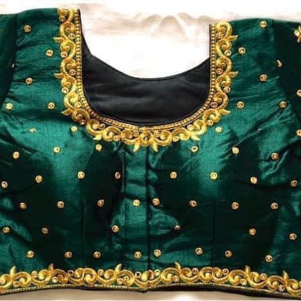 Beautiful Green  Readymade saree blouse