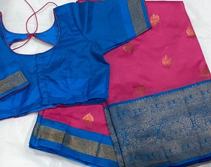 Kuppadam Soft chanderi Silk Saree with Blouse