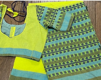 Handloom khadi Cotton Saree with blouse