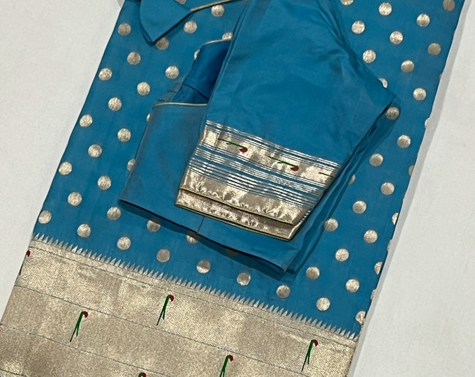 Beautiful combination Paithani Silk saree with stitched blouse