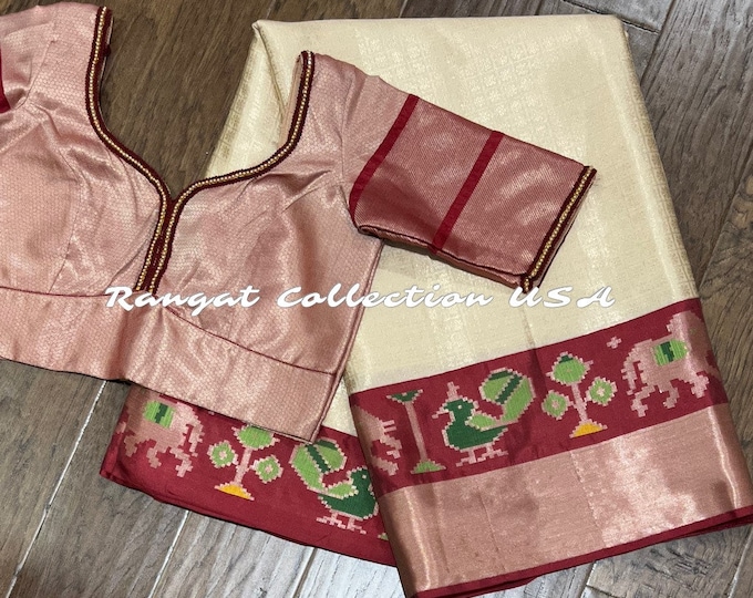 Kanchi Soft Silk Saree with Blouse Size 34-44 inches