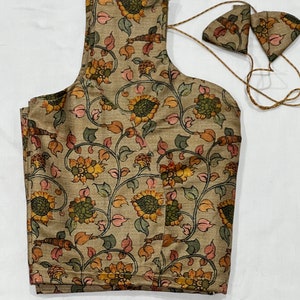 Plus Size Kalamkari Blouse: Floral Print (Size 48-54)