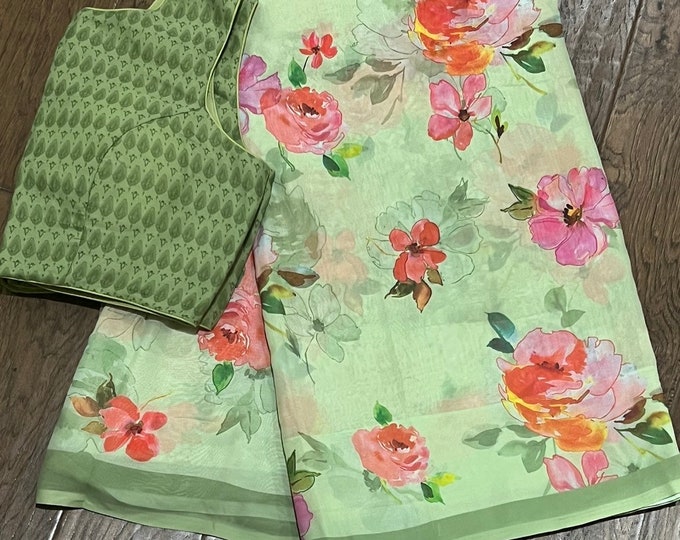 Beautiful Floral Georgette saree with blouse