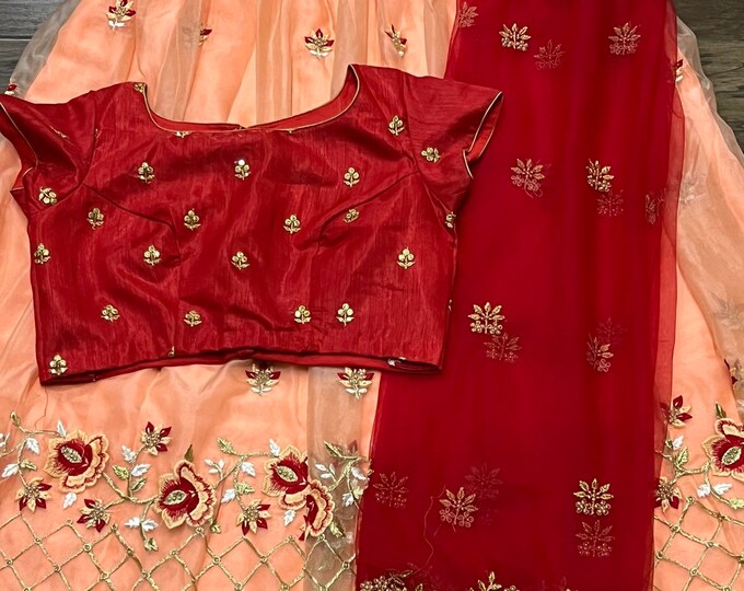 Lehegna Set with Embroidery work and crop top