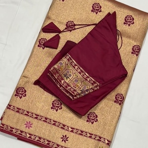 Paithani Silk Saree with Stitched Blouse (Fits Up to Size 42)