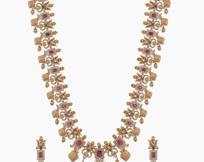 Ahaana Antique Long Necklace Set with Earrings