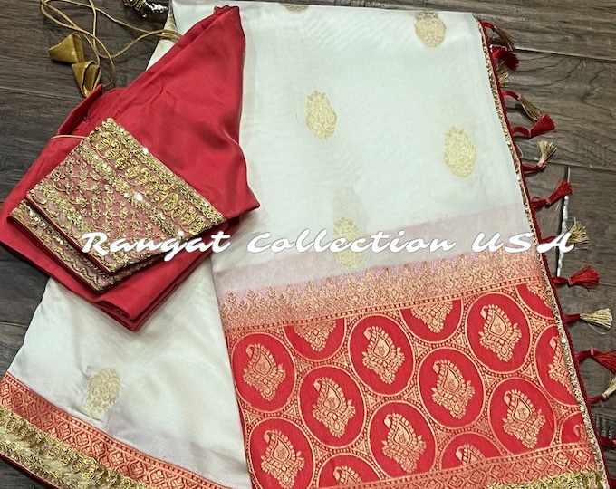 Beautiful Combination Fancy Silk Saree with Blouse