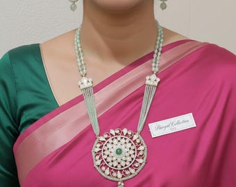 Victorian Style Long Mala: Purple Beaded Chandra Haram