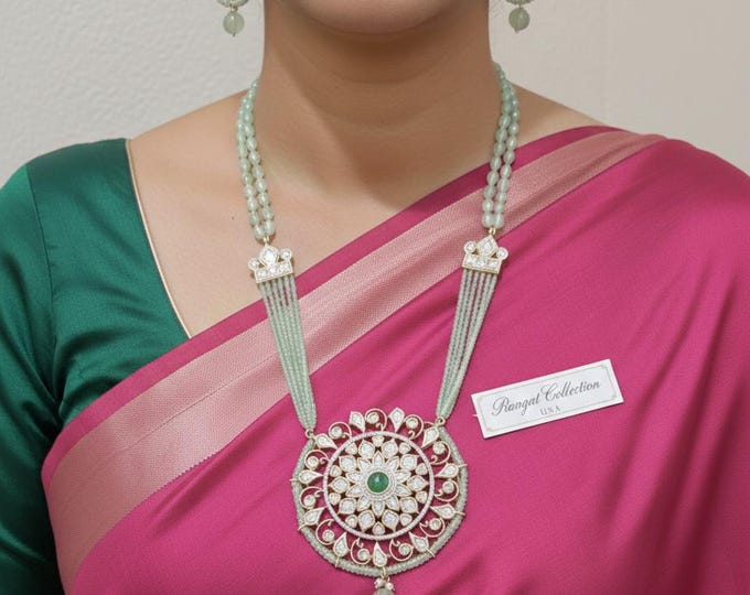 Victorian Style Long Mala: Purple Beaded Chandra Haram