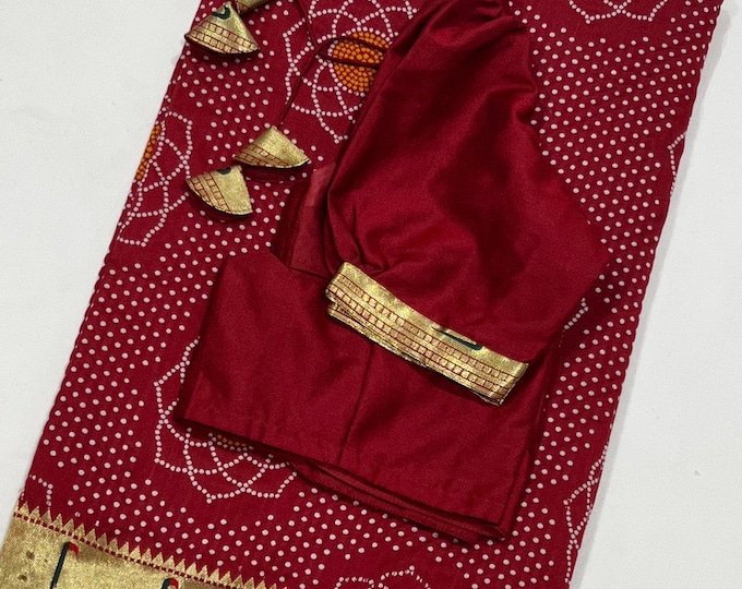 Beautiful combination Paithani Silk saree with stitched blouse