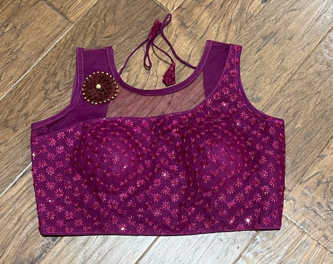 Thread Embroidery Readymade Saree blouse