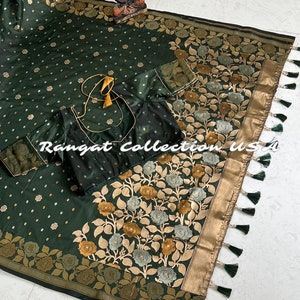 Handloom Silk Saree with Stitched Blouse (Fits 34-42)