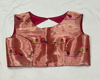 Paithani Silk Blouse: Zari Work, Adjustable Size 42-54