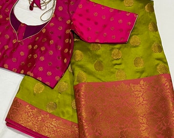 Beutiful combination Benarus Semi Silk saree with blouse