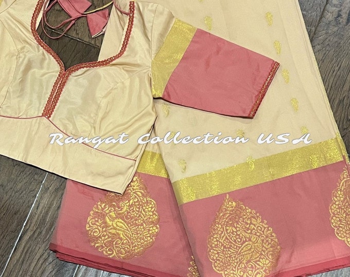 Soft Silk Saree with Blouse Size 34-44 inches