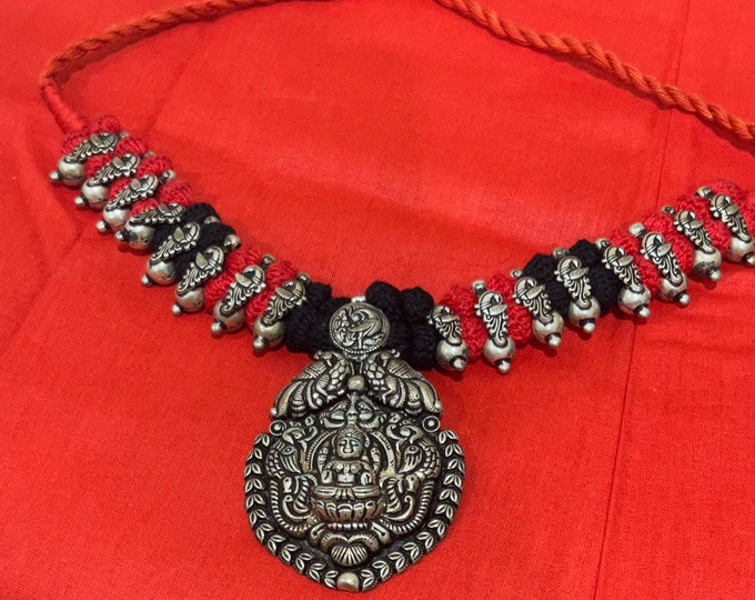 Gorgeous German Silver Laksmi pendant Necklace.