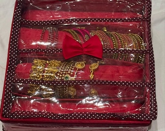 4 Rod Girl & Women Bangles Box Teardrop Pattern Laminated Box, Organizer For Bangle, Watches, Bracelets, Jewellery With Travel Cases Storage