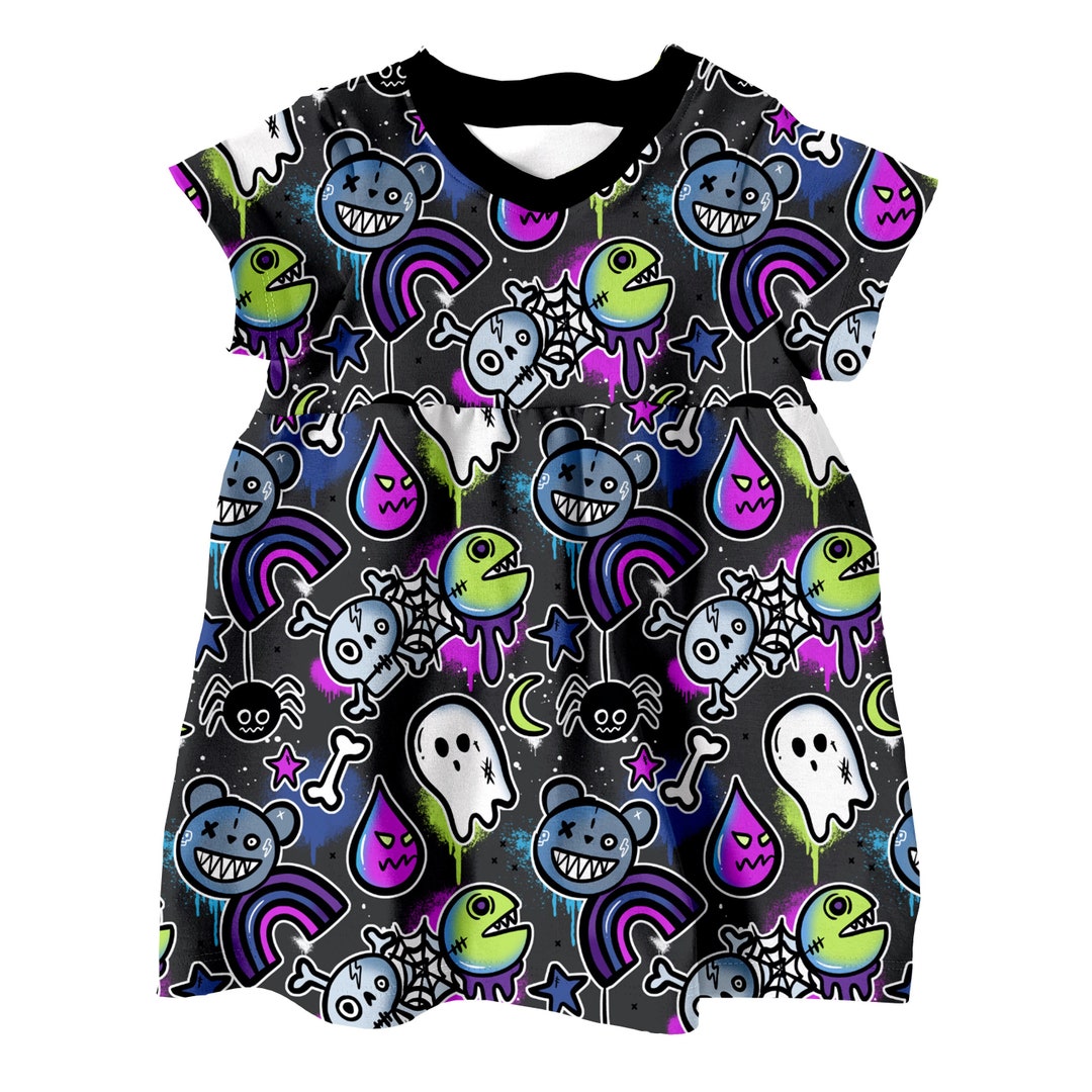 Halloween Baby Dress Creepy Graffiti Girls Dresses Spooky Etsy